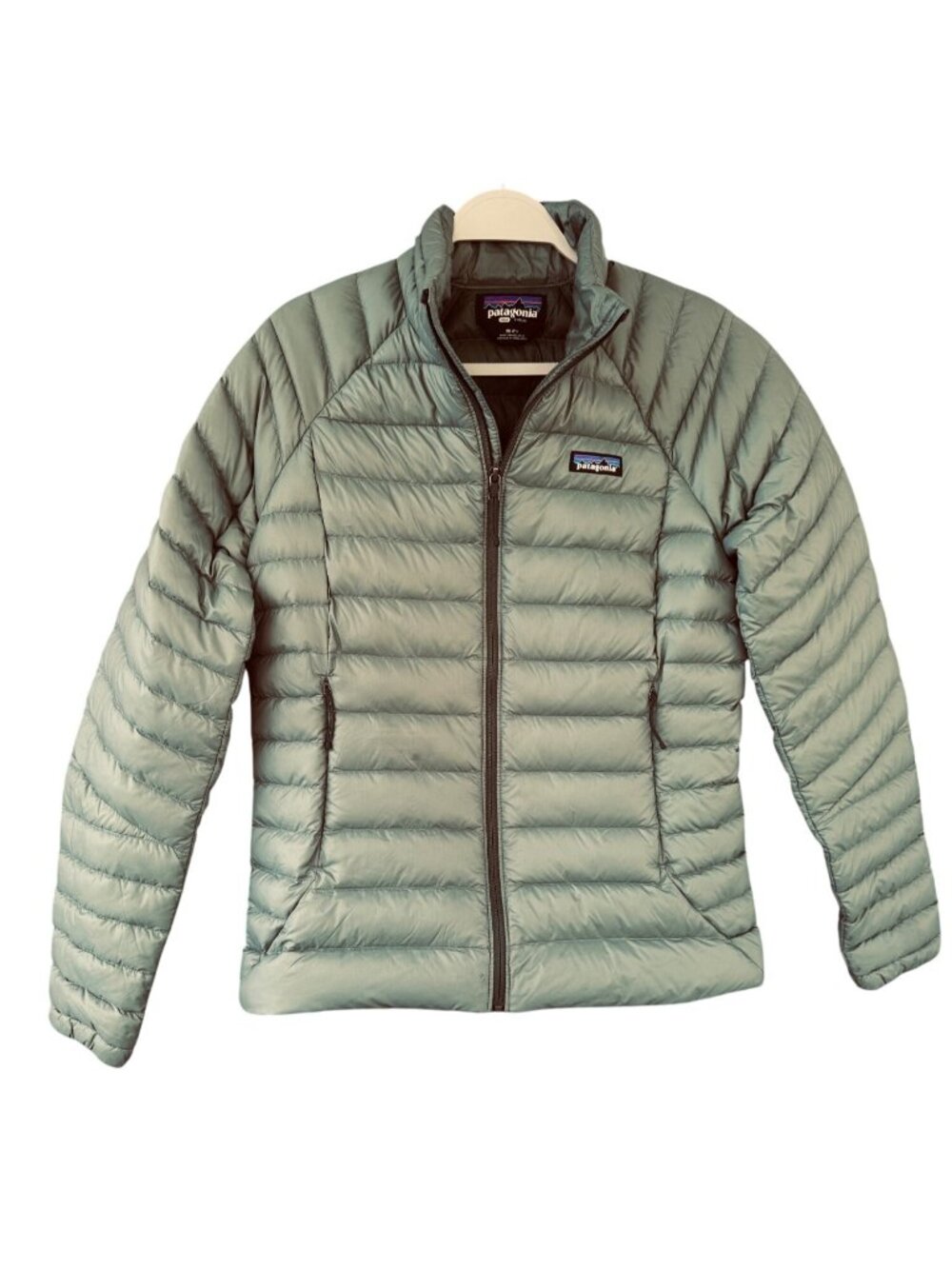 Patagonia Down Sweater Jacket Womens Size M Green Lightweight Puffer Full Zip